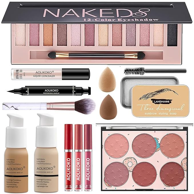 AOLIKOKO makeup kit eyeshadow palette swatches for versatile day-to-night looks