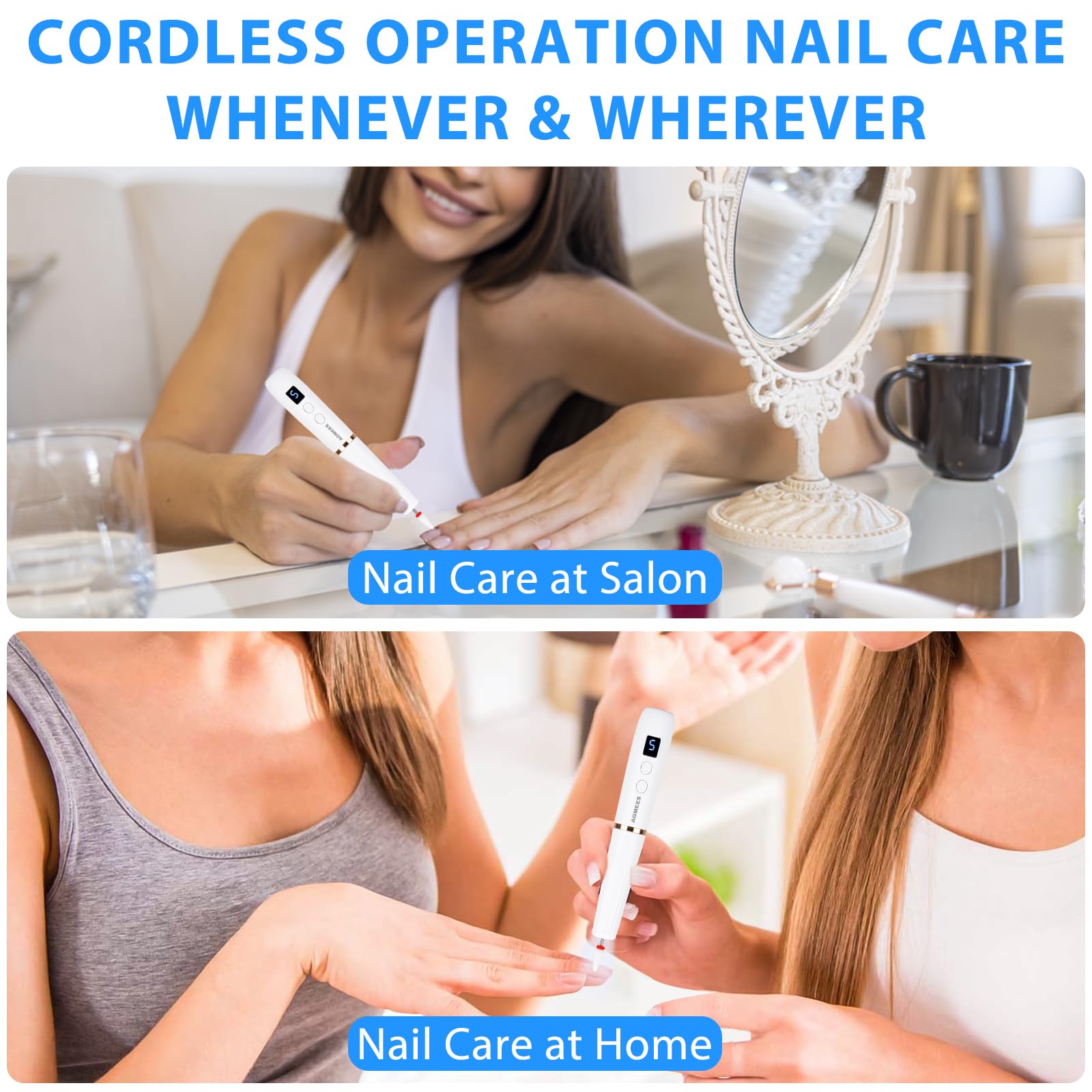 AOMEES built-in light illuminates nails for precise filing