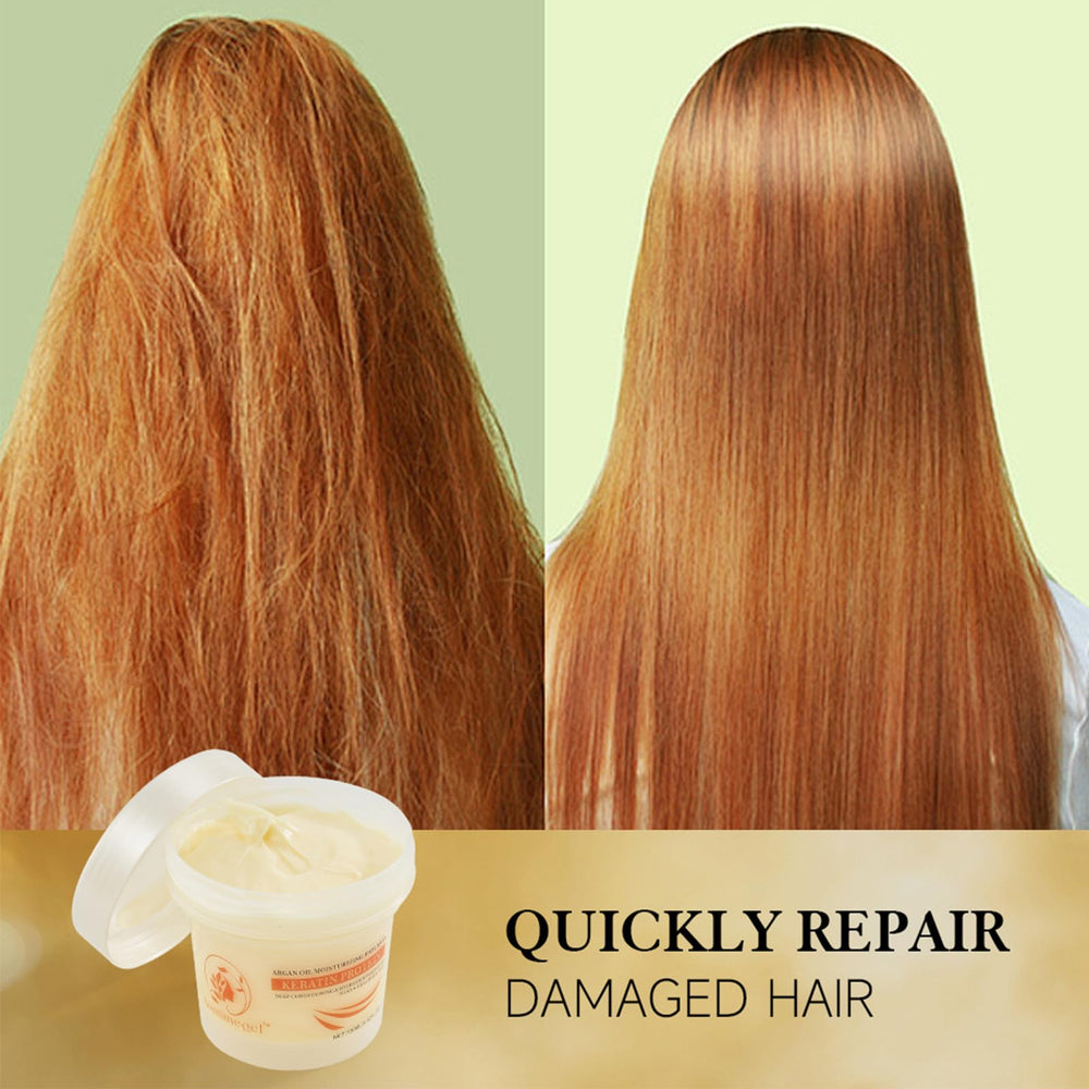 Aomimegel collagen hair mask for damaged hair close-up suggests repair-focused benefits.