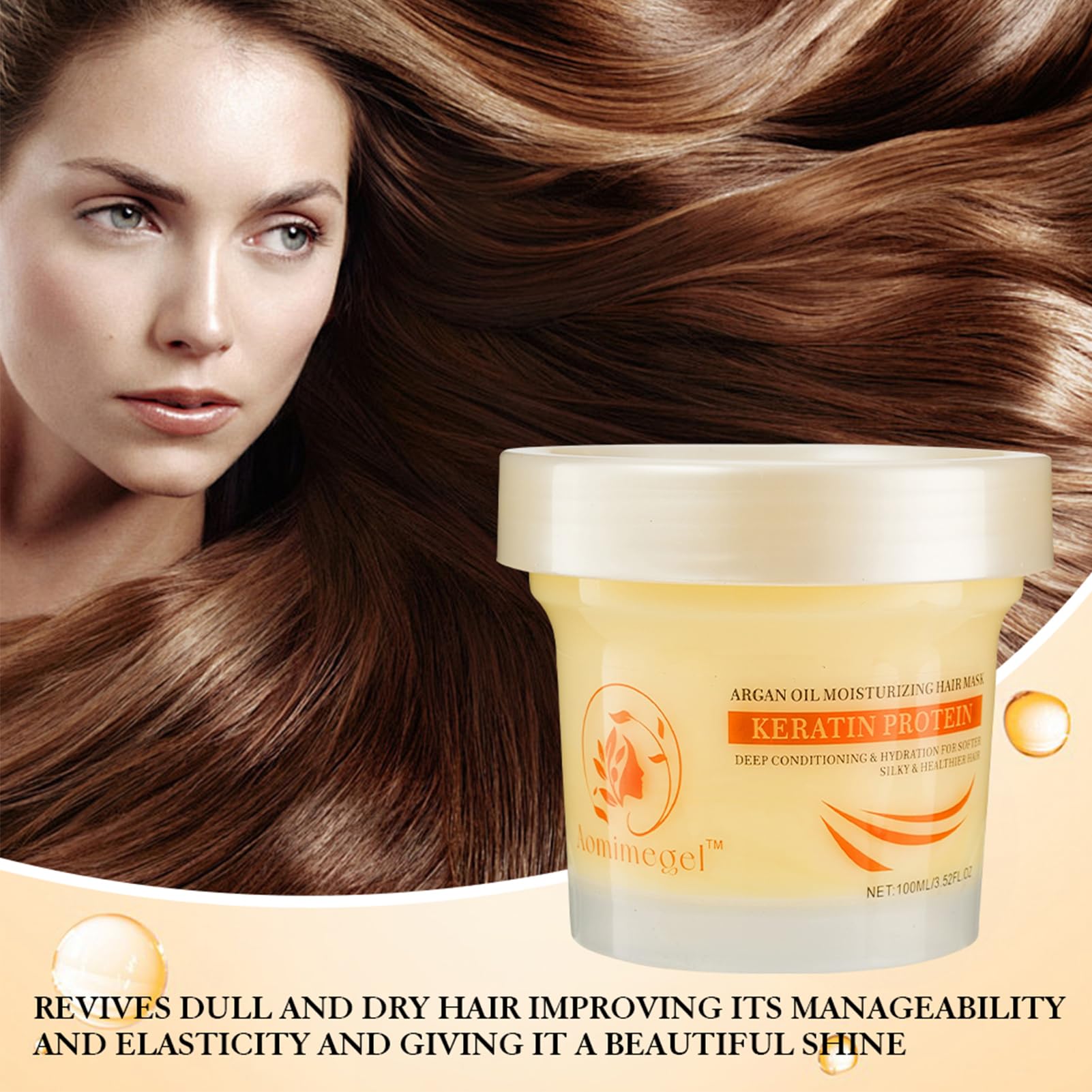 Aomimegel collagen hair mask dispensing bottle demonstrates quick-absorbing, non-greasy formula.