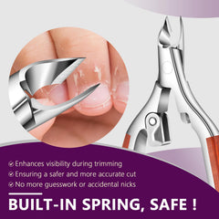 AONOLOVO cuticle nippers wooden grip closeup shows ergonomic, non-slip handling
