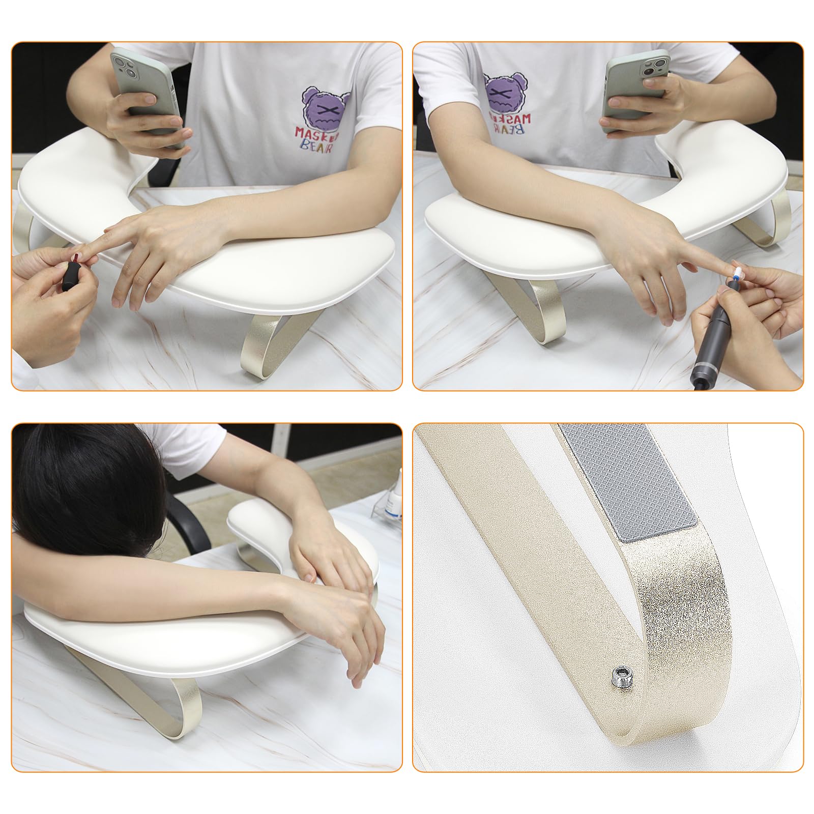 AONOLOVO arm rest fits most nail lamps for space-saving setup.