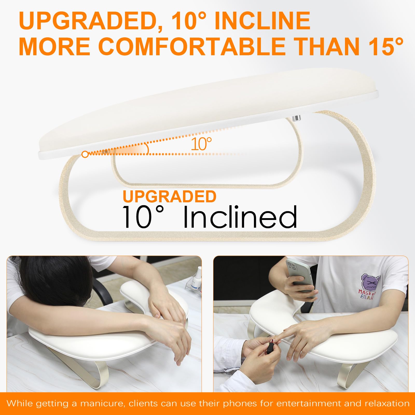 AONOLOVO U-shaped nail arm rest provides stable positioning during manicures.