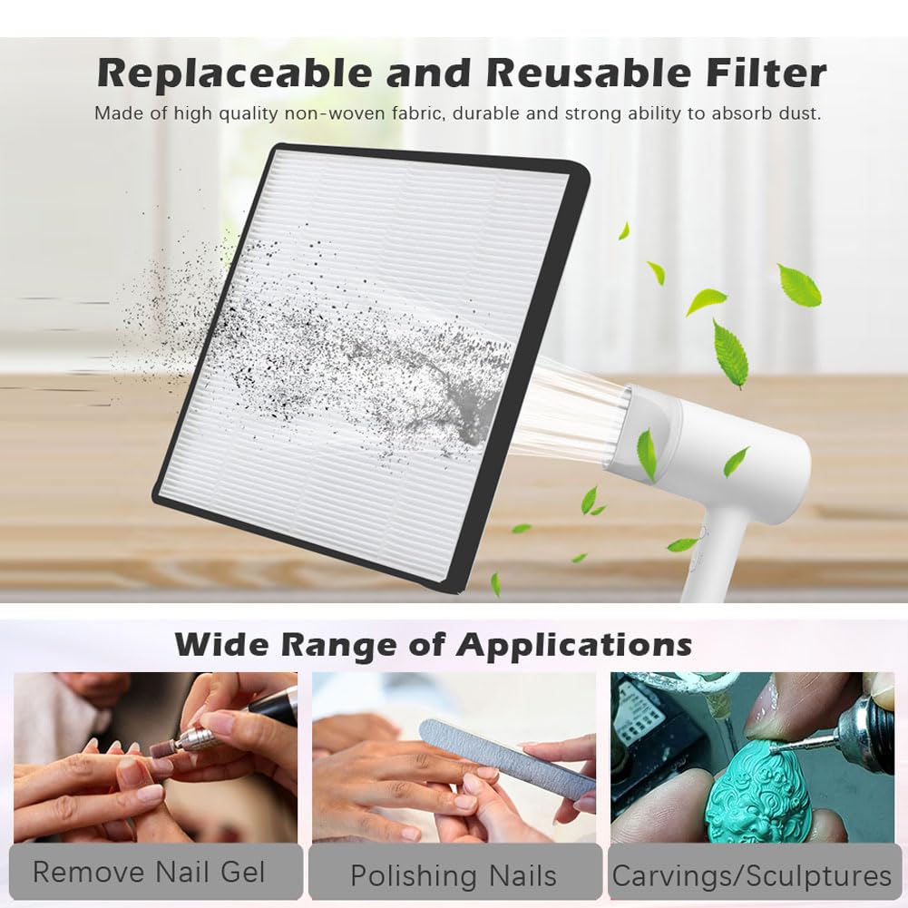 AONOLOVO Nail Dust Collector filter pad shows reusable design for easy maintenance.