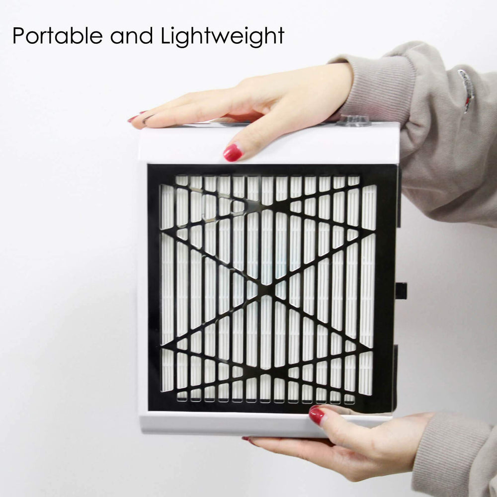 AONOLOVO Nail Dust Collector in-use during acrylic removal reduces dust spread.