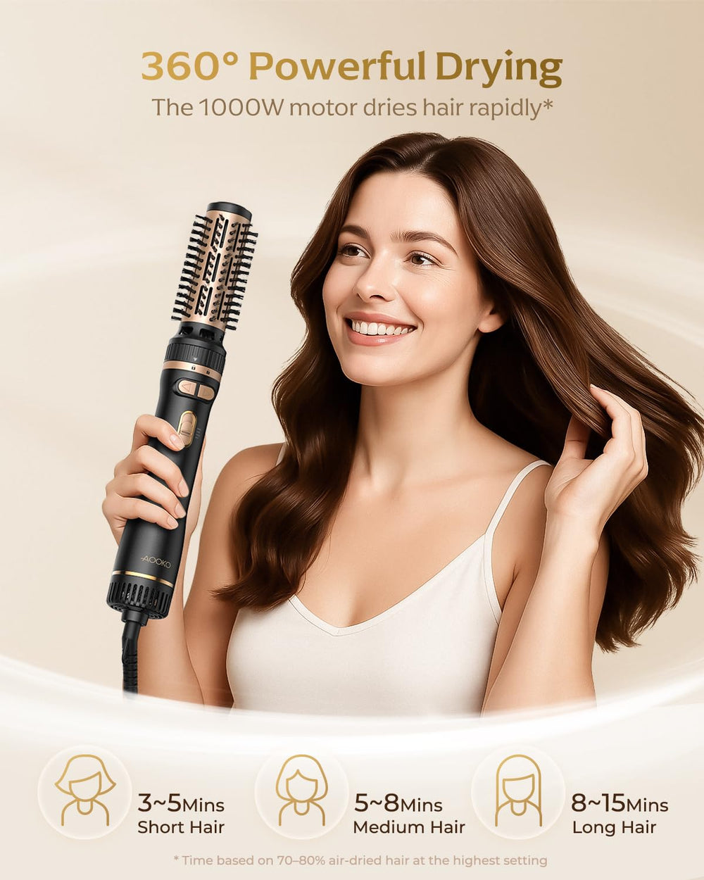 AOOKO concentrator nozzle attached for precise drying and smooth finishes