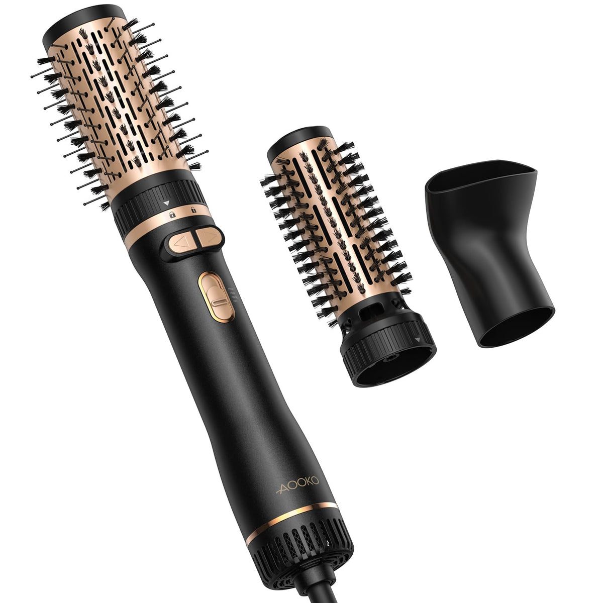 AOOKO rotating hair dryer brush gold with 4-in-1 styling for salon-quality results at home