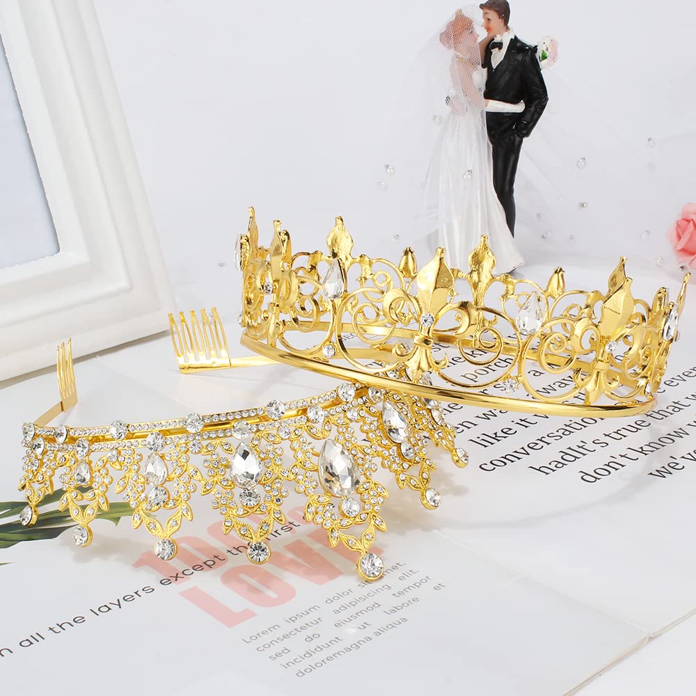 AOPRIE prom bridal party tiara in gold for stage and photos