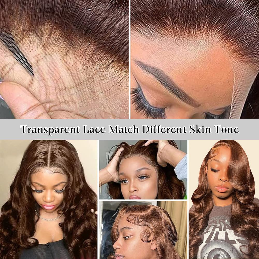 Aoque long chocolate brown wig creating dramatic evening looks.