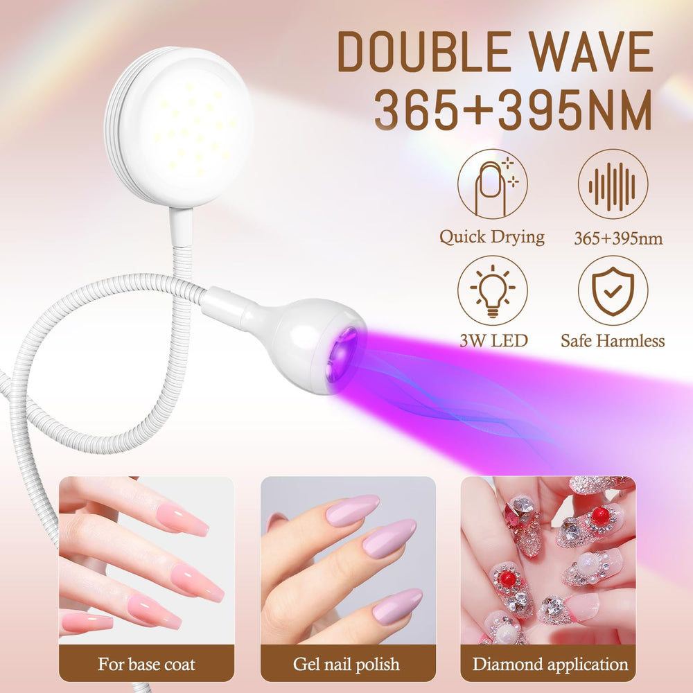 AORAEM LED Nail Lamp gooseneck flexible angle allows precise positioning.