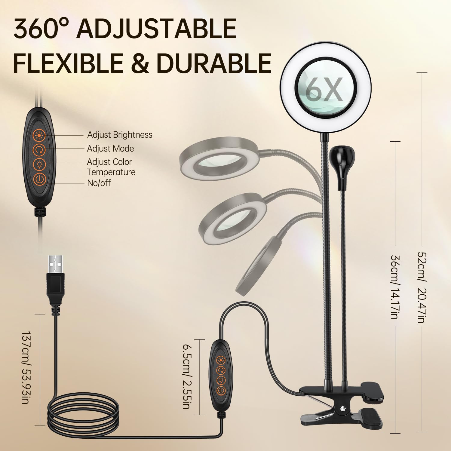 AORAEM LED UV Nail Lamp 360-degree gooseneck for precise light positioning.