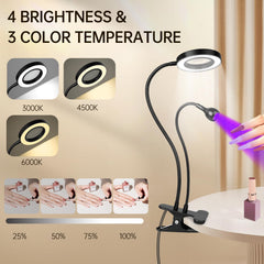 AORAEM LED UV Nail Lamp 6x magnifier light aids detailed nail art and inspection.