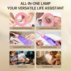 AORAEM LED UV Nail Lamp 6x magnifier closeup showing detailed nail design
