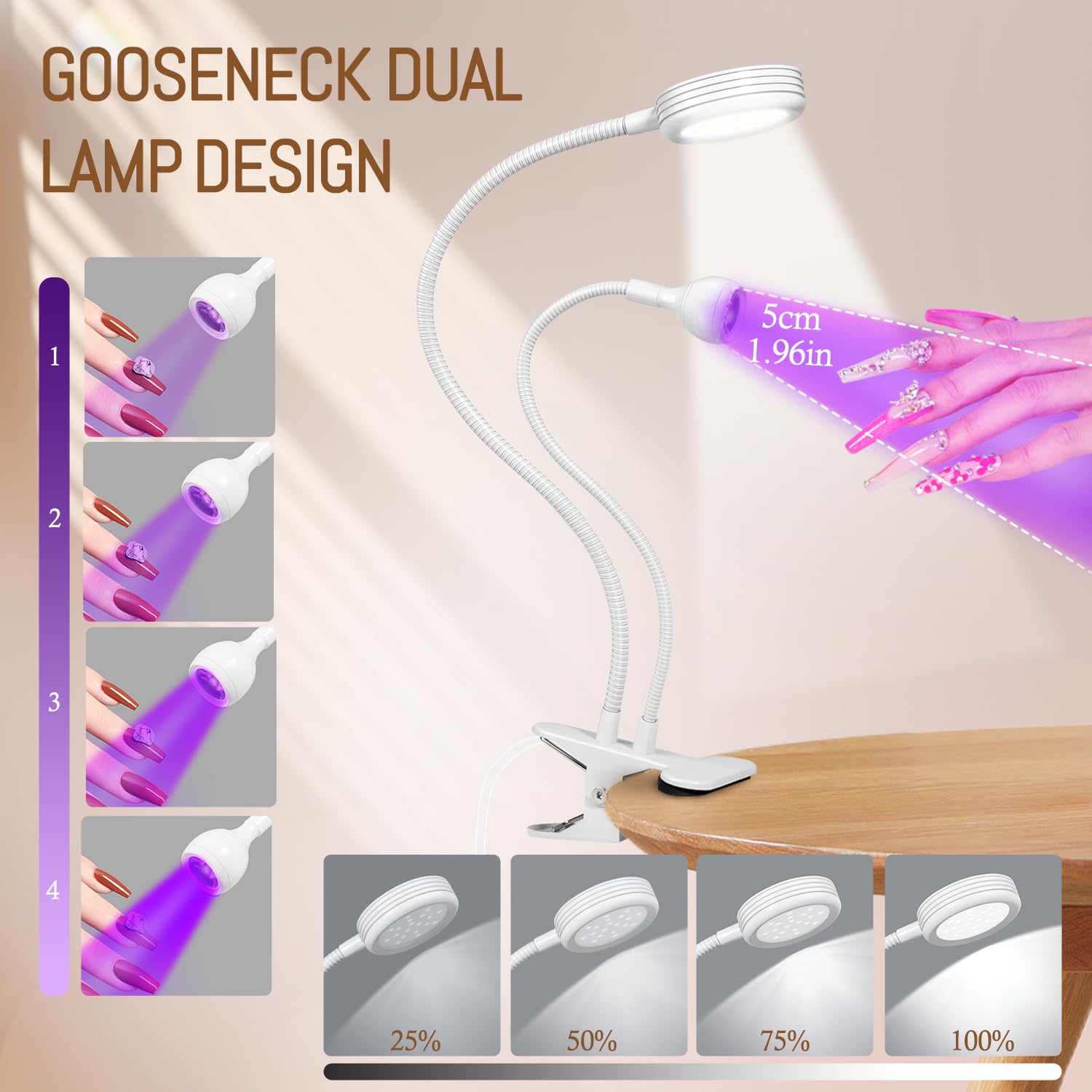 AORAEM purple light dries gel nail polish quickly and evenly.