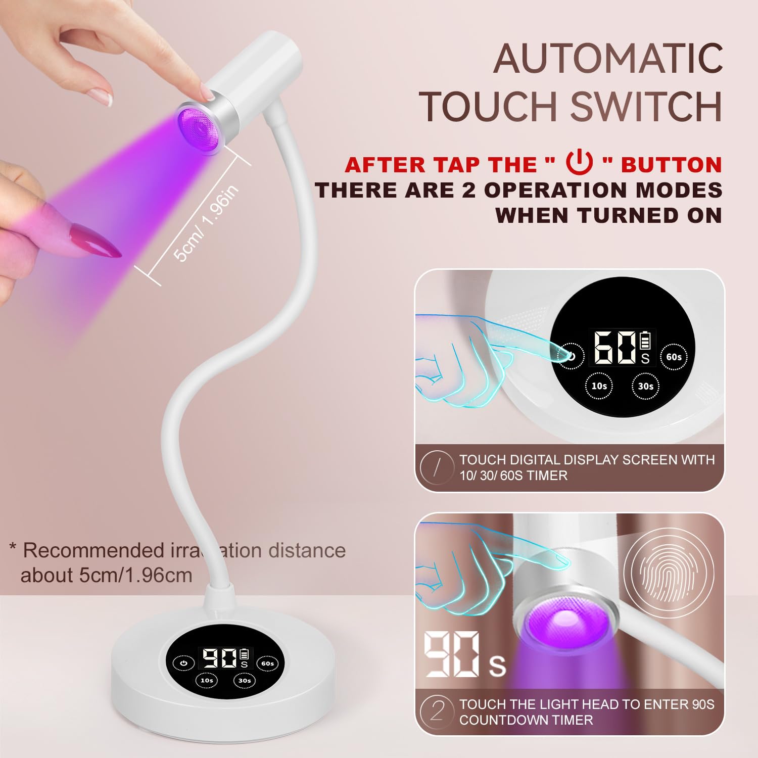 AORAEM UV LED Nail Lamp with gooseneck flex for precise mani at home