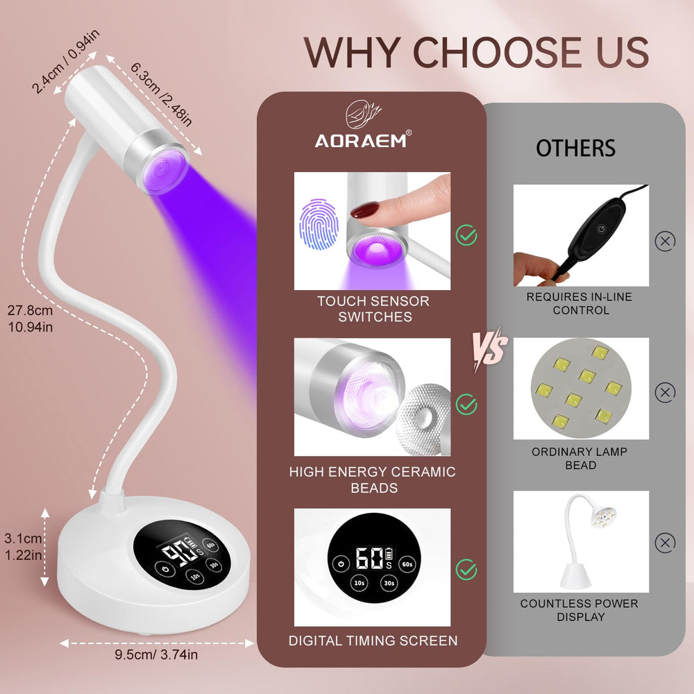 AORAEM UV LED Nail Lamp sturdy base stays steady on a table.