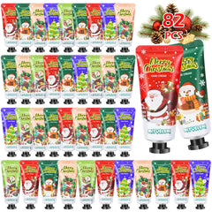 Aottom 82pcs Christmas hand cream gift set showing Santa pattern, ideal stocking stuffers.