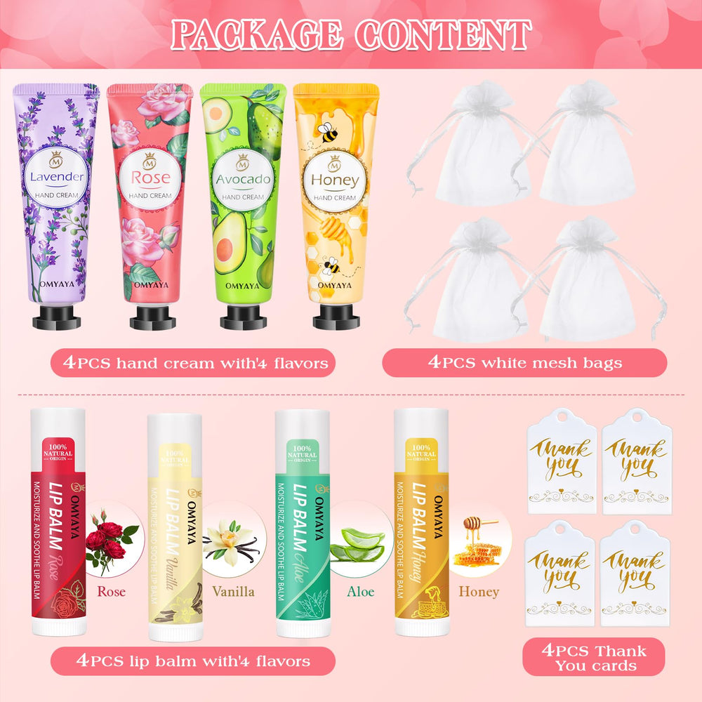 Aottom lip balms in four fragrances arranged for gifting and variety