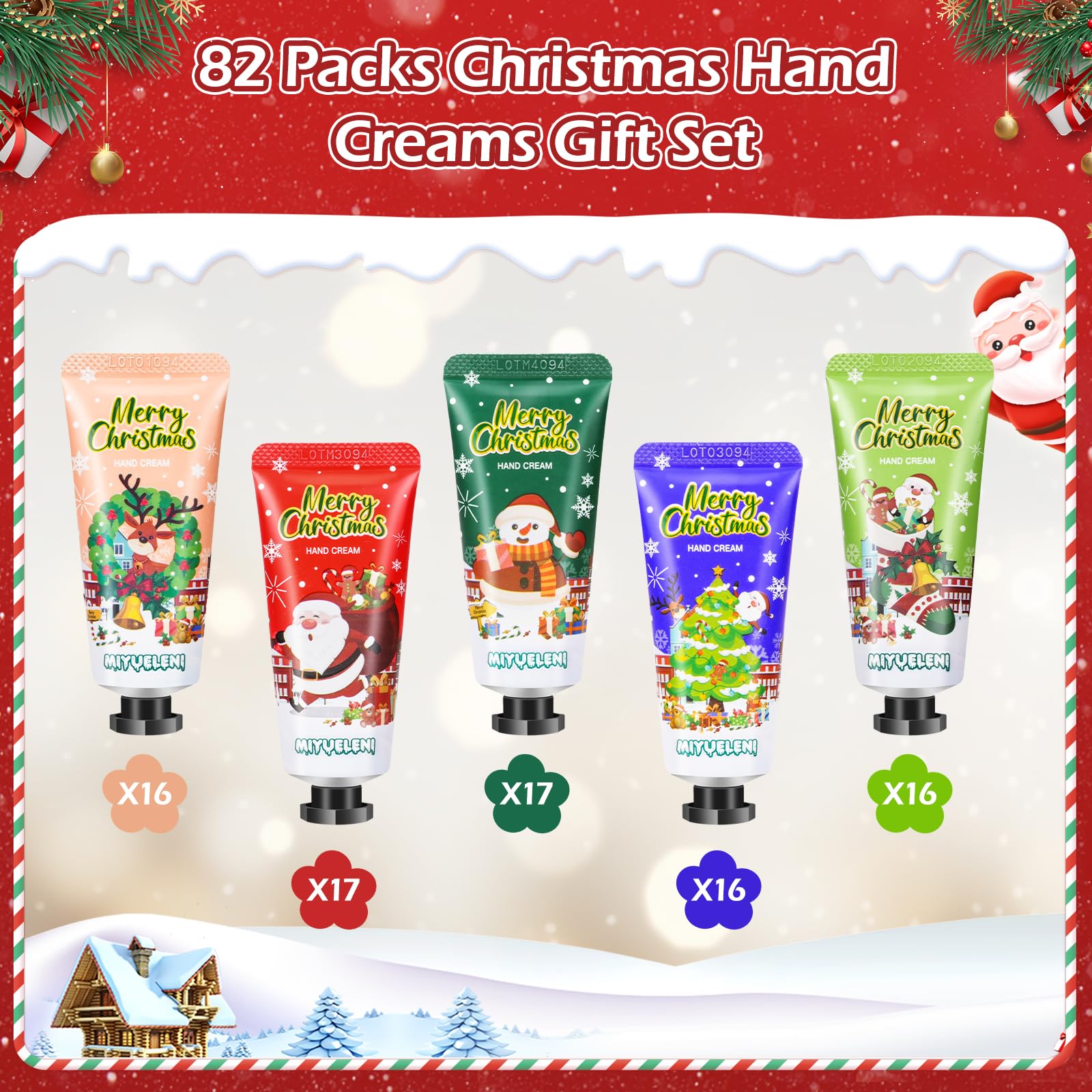 Aottom snowman pattern hand lotion suitable for on-the-go hydration.