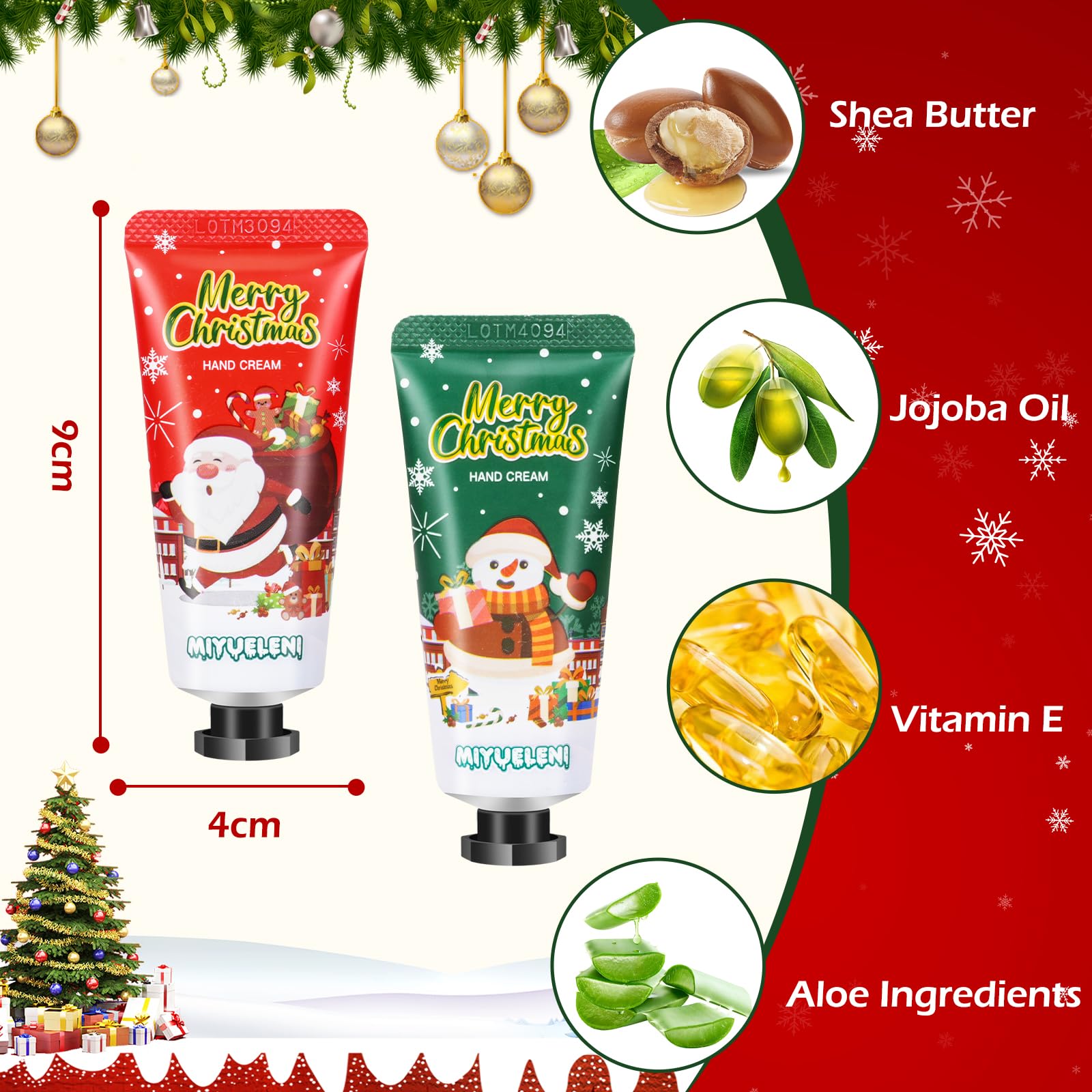 Aottom stockings pattern hand lotion for easy gifting and travel.
