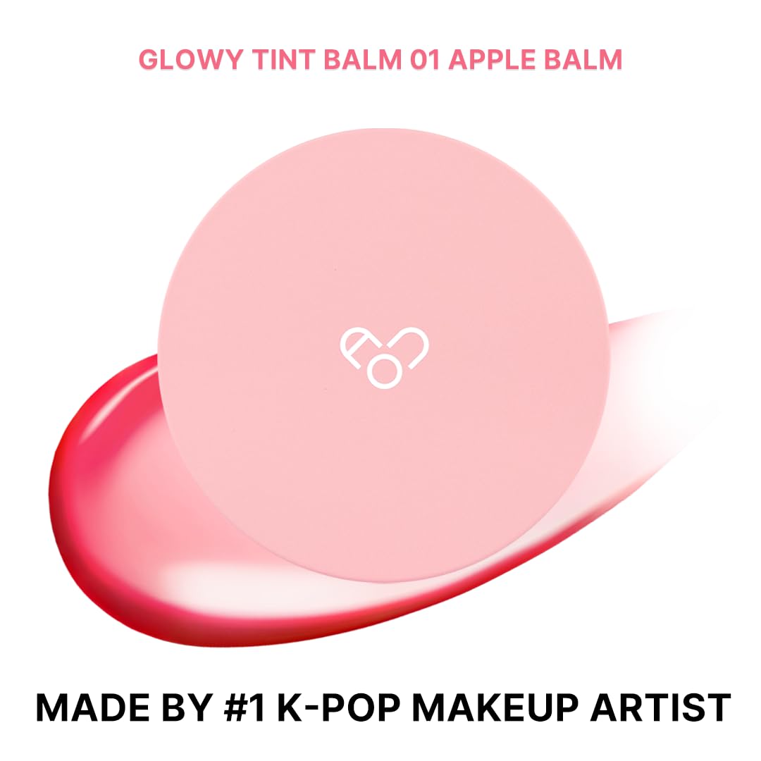 AOU Glowy Tint Balm Apple swatch showing natural pink tint