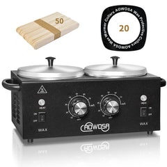 AOWOSA double wax warmer front view with dual pots for faster melting.