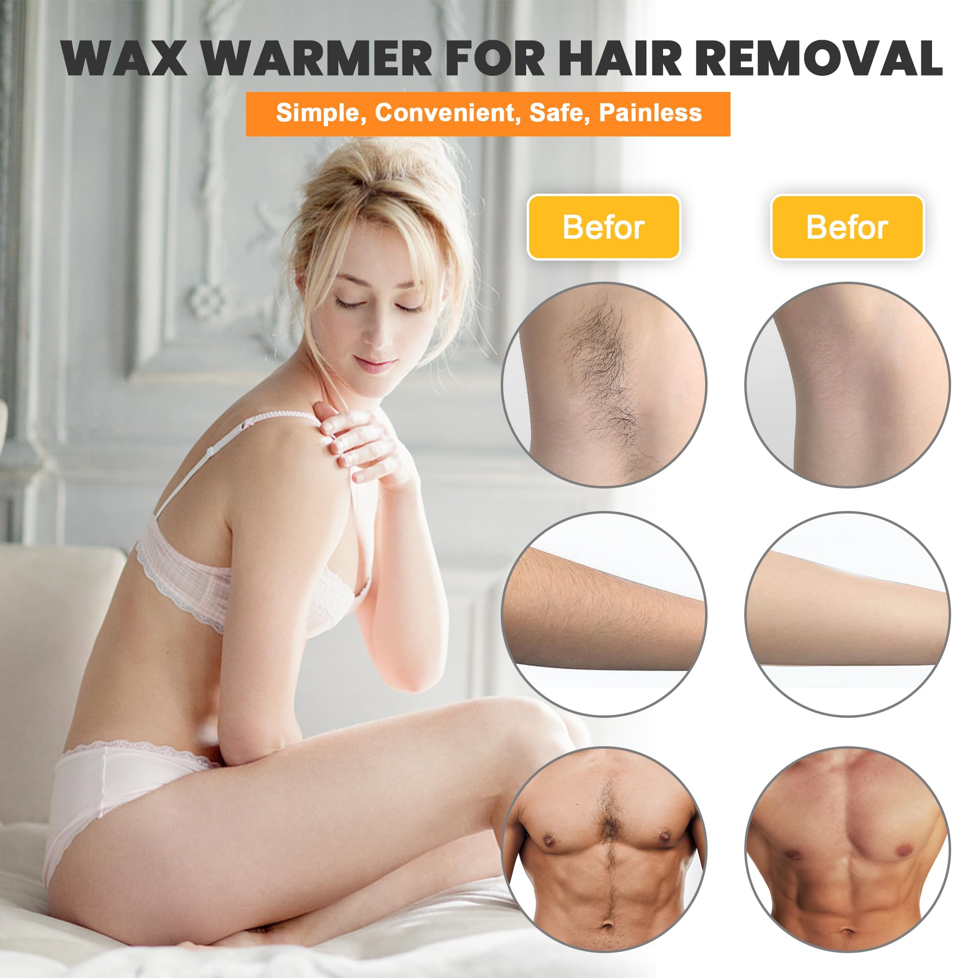AOWOSA hair removal kit contents include 50 sticks and 20 collars.