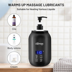 AOWOSA massage-oil-warmer-bottle-top-view showing compact profile in a salon
