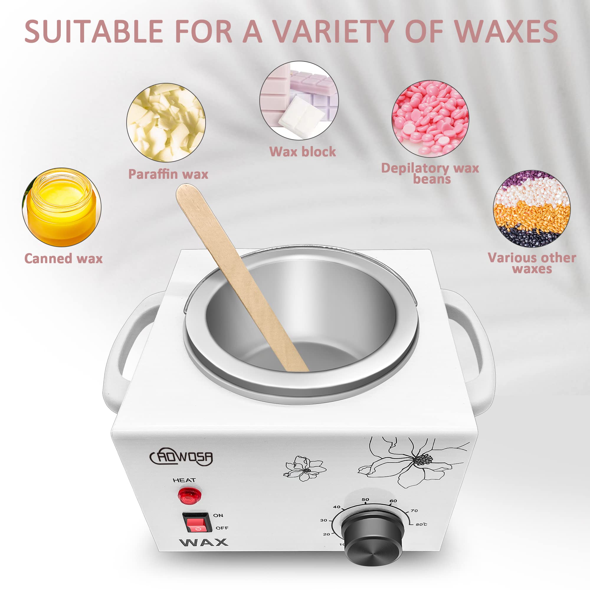 AOWOSA nonstick wax pot close-up highlights easy cleanup after sessions