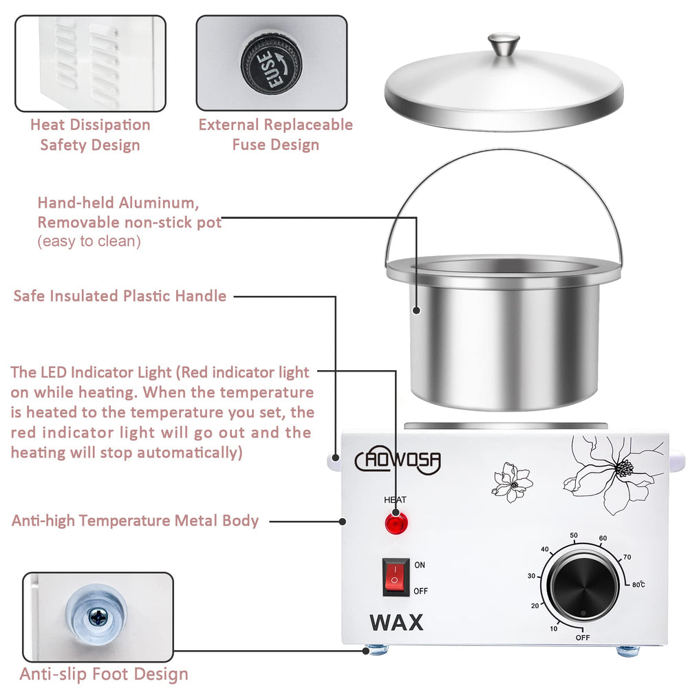 AOWOSA removable wax pot in use simplifies cleaning and maintenance