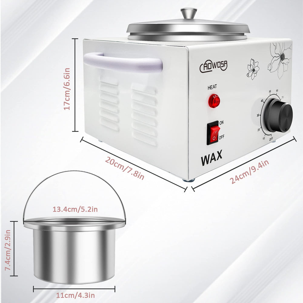 AOWOSA adjustable temperature control highlights 0-80 C range for flexible waxing