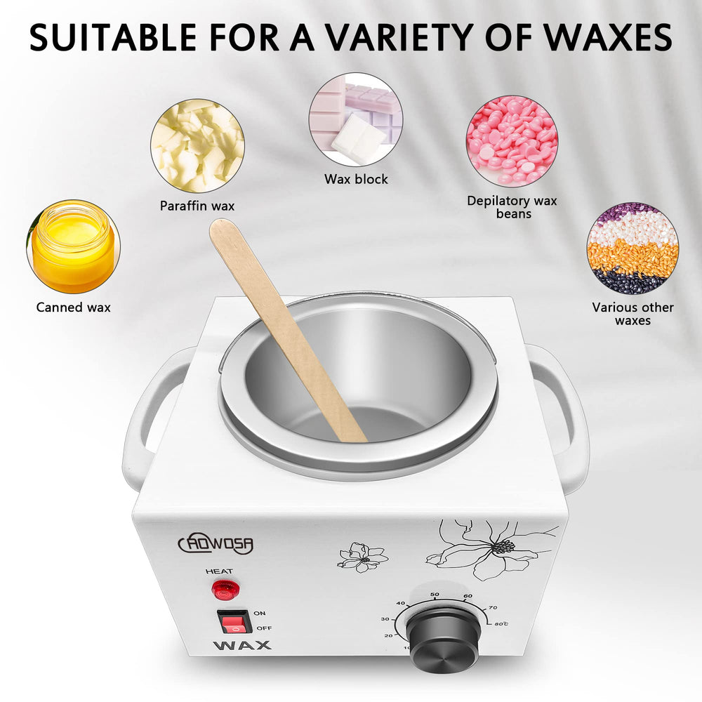 AOWOSA wax warmer 600 ml pot; large capacity for Brazilian wax and body treatments.
