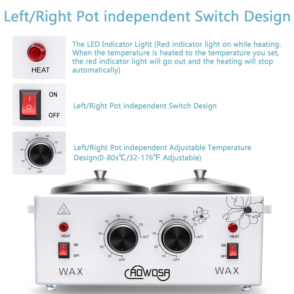AOWOSA removable pots for easy cleaning and quick setup after waxing sessions.