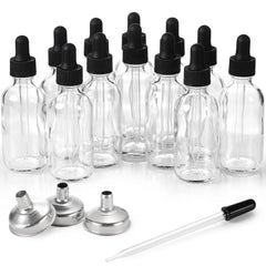AOZITA 12-pack glass eye dropper bottles for travel and storage
