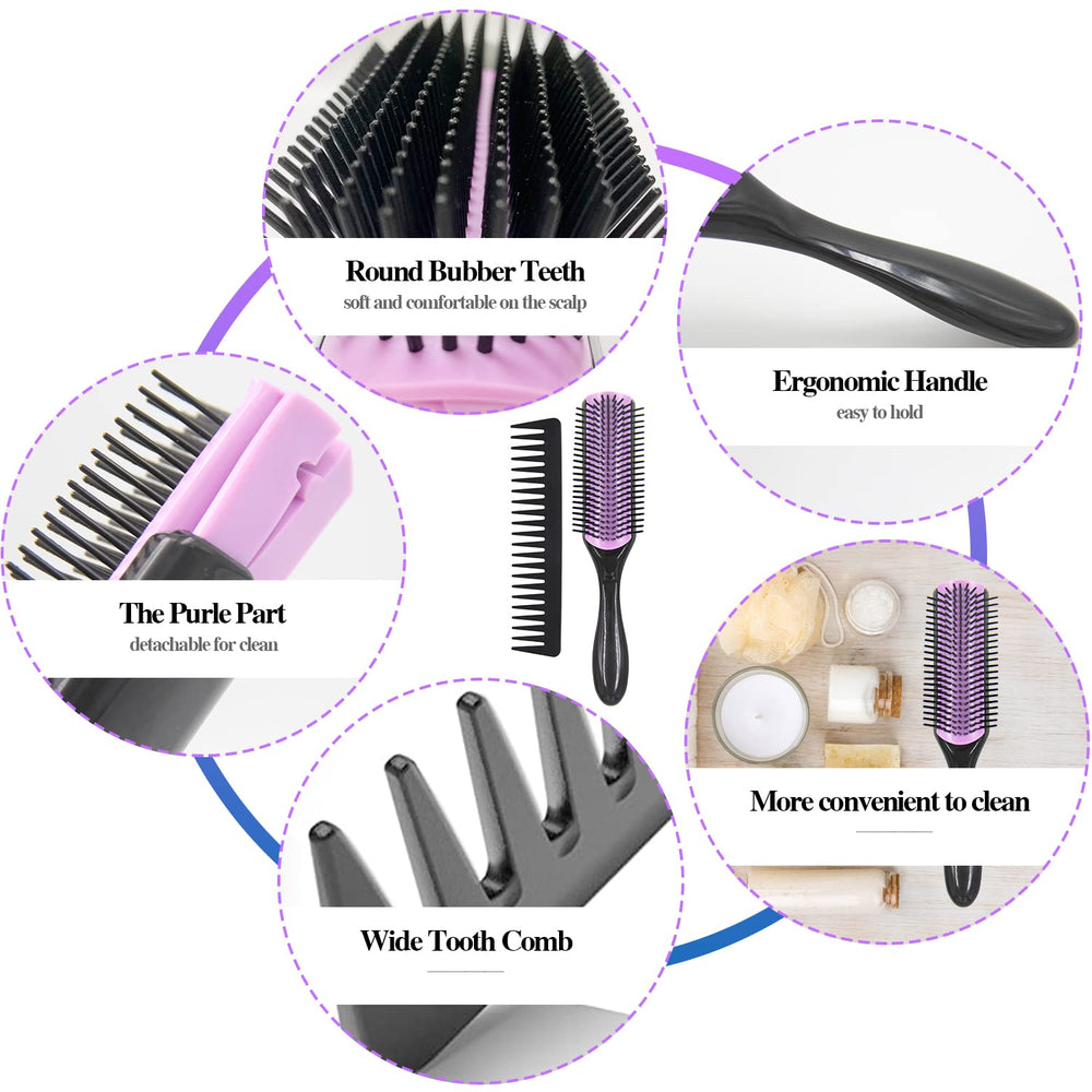 Aozzy detangling brush gliding through curls with minimal pull for 3a-4c textures.