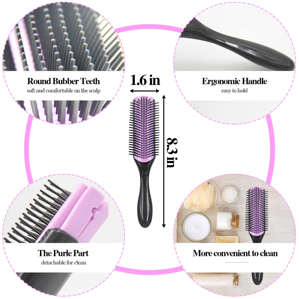 Aozzy 9-row styling brush close-up with soft nylon bristles for detangling