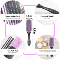 Aozzy 9-row styling brush close-up with soft nylon bristles for detangling