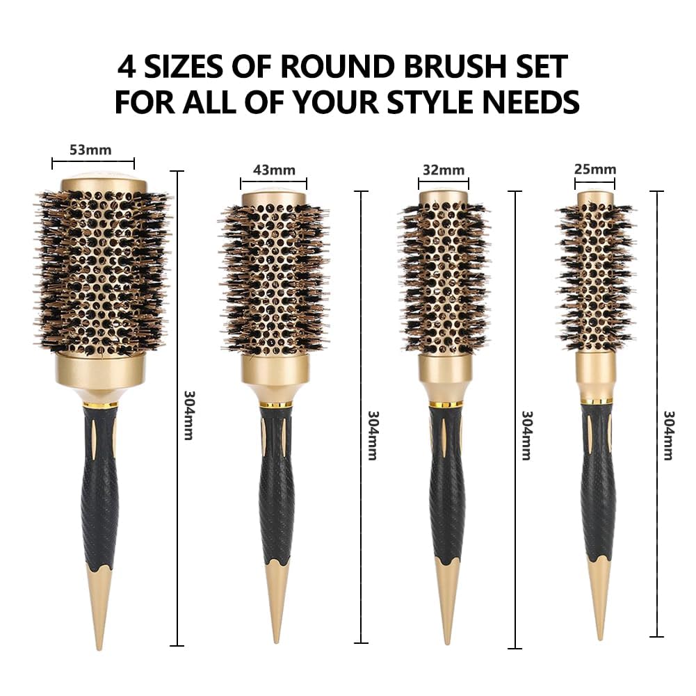 Aozzy round brush 32mm balanced barrel for voluminous curls and quick drying