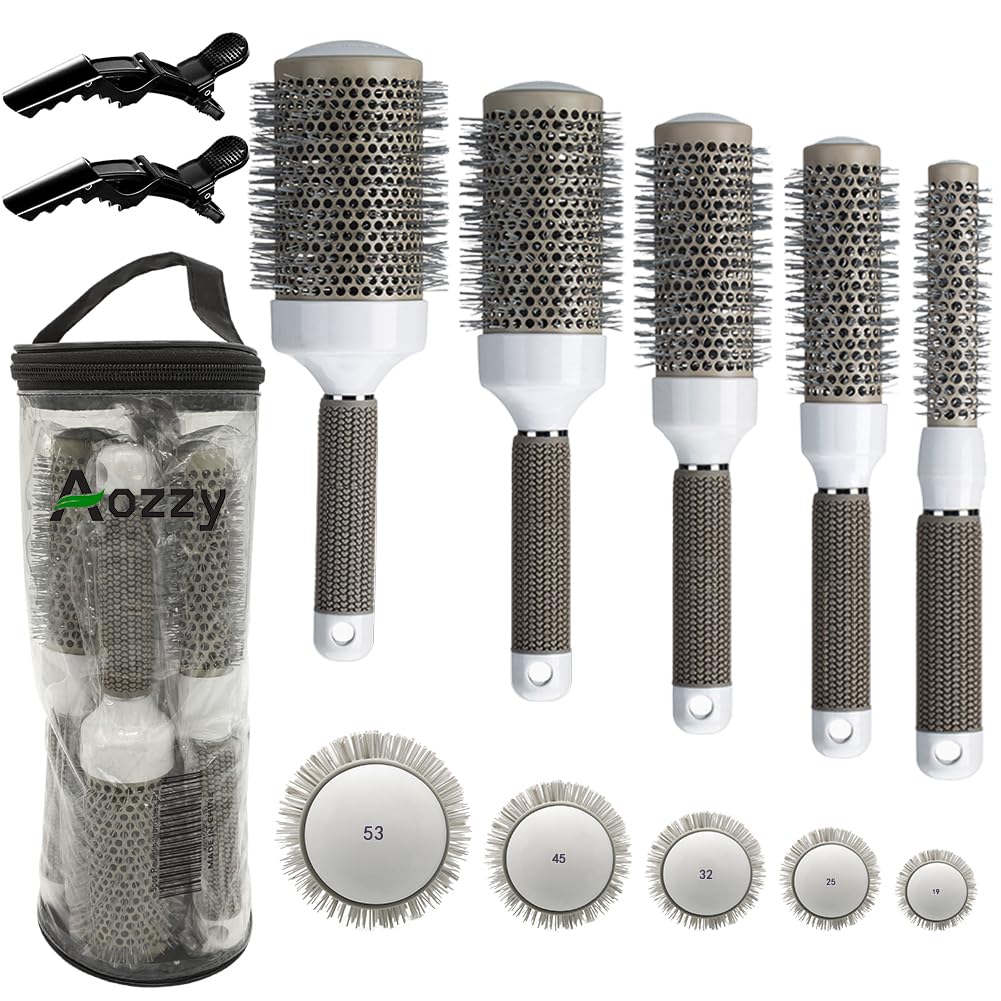 Aozzy round brush set 19mm highlights compact curling for quick, natural waves