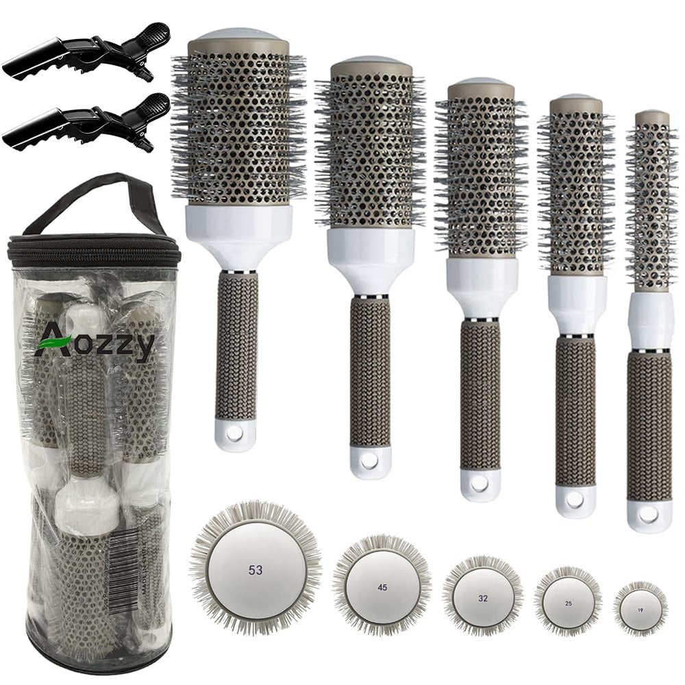 Aozzy round brush set 19mm highlights compact curling for quick, natural waves