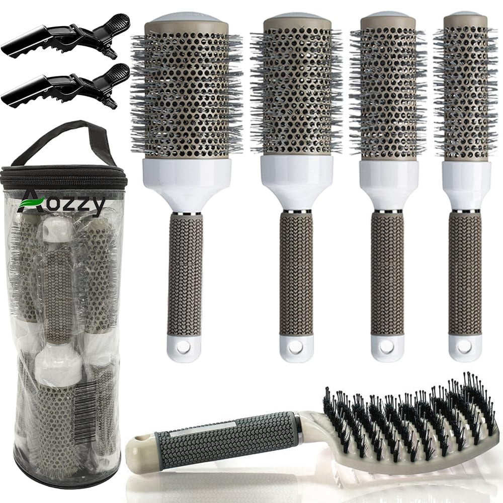 Aozzy round brush set with 25mm barrel delivers smooth blowouts and fast drying.