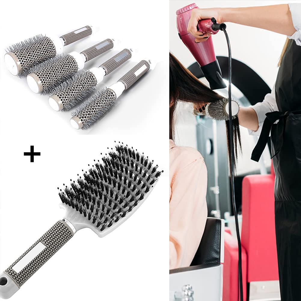 Aozzy round brush set with 45mm barrel shapes thick hair with smooth shine.