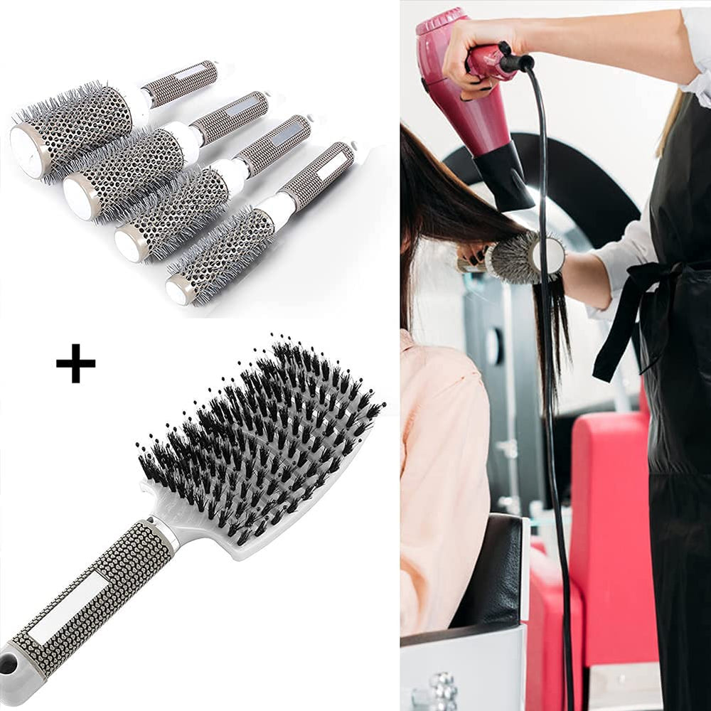 Aozzy round brush set with 45mm barrel shapes thick hair with smooth shine.