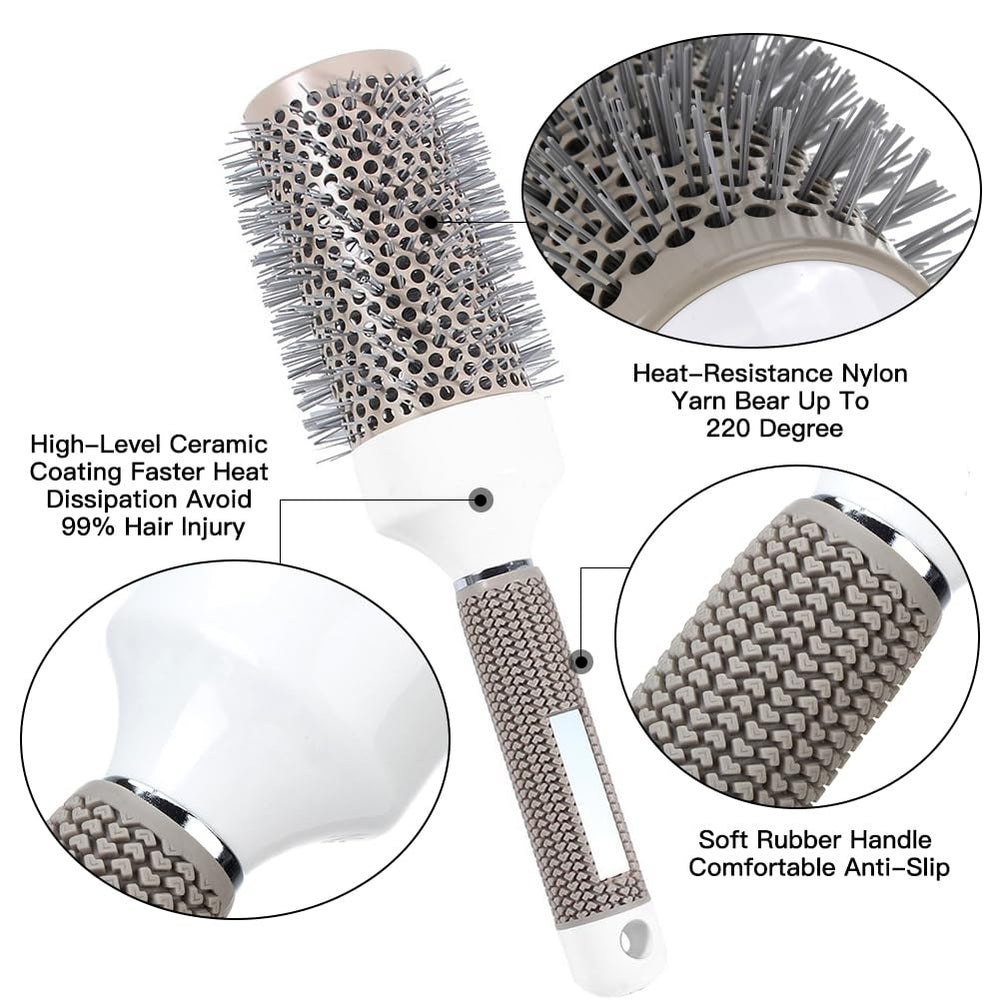 Aozzy round brush set with 53mm barrel speeds drying for long, frizz-free styles.