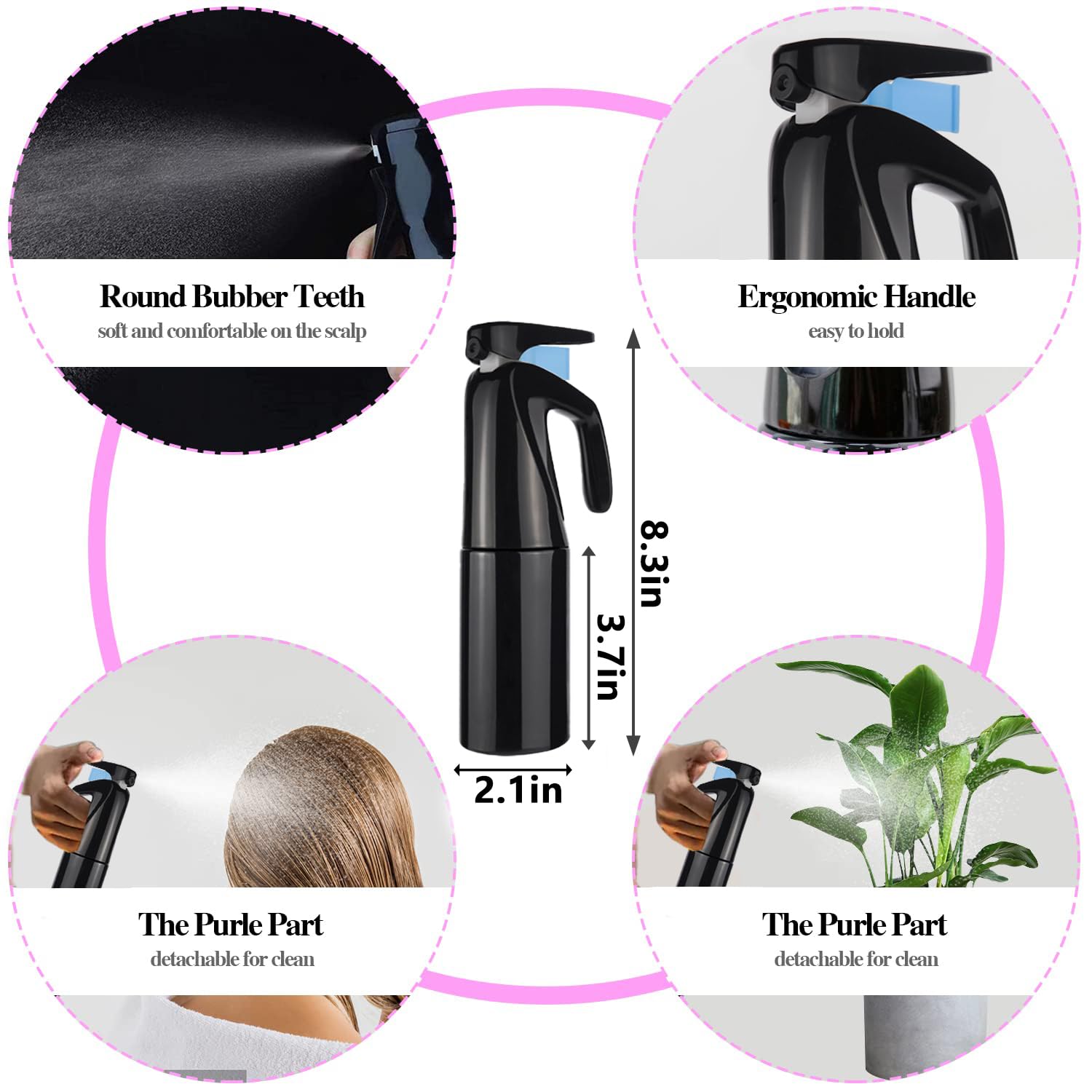 Aozzy spray bottle with fine mist for quick styling prep