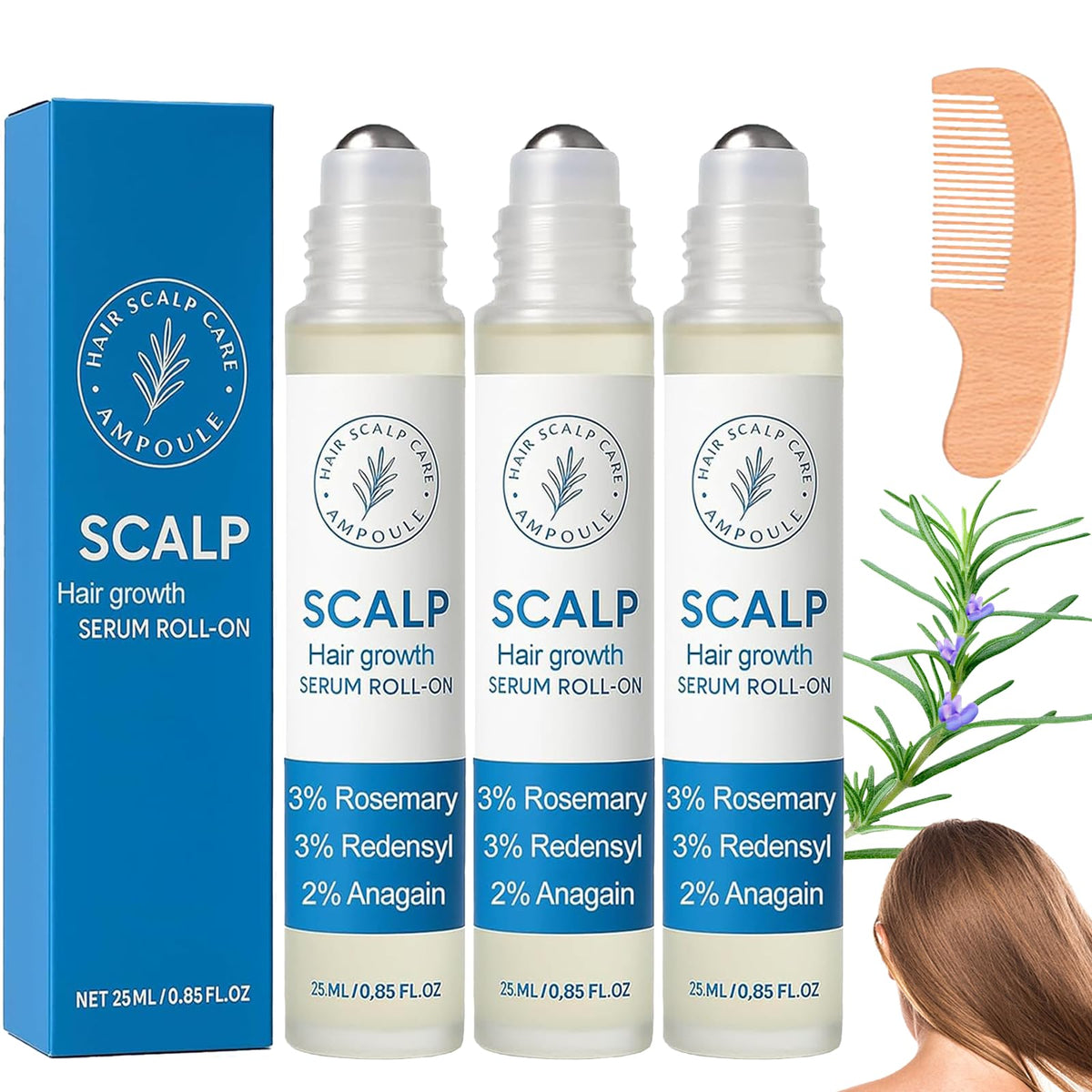 Aparthy hair-growth-roll-on bottle with rosemary serum for targeted scalp care