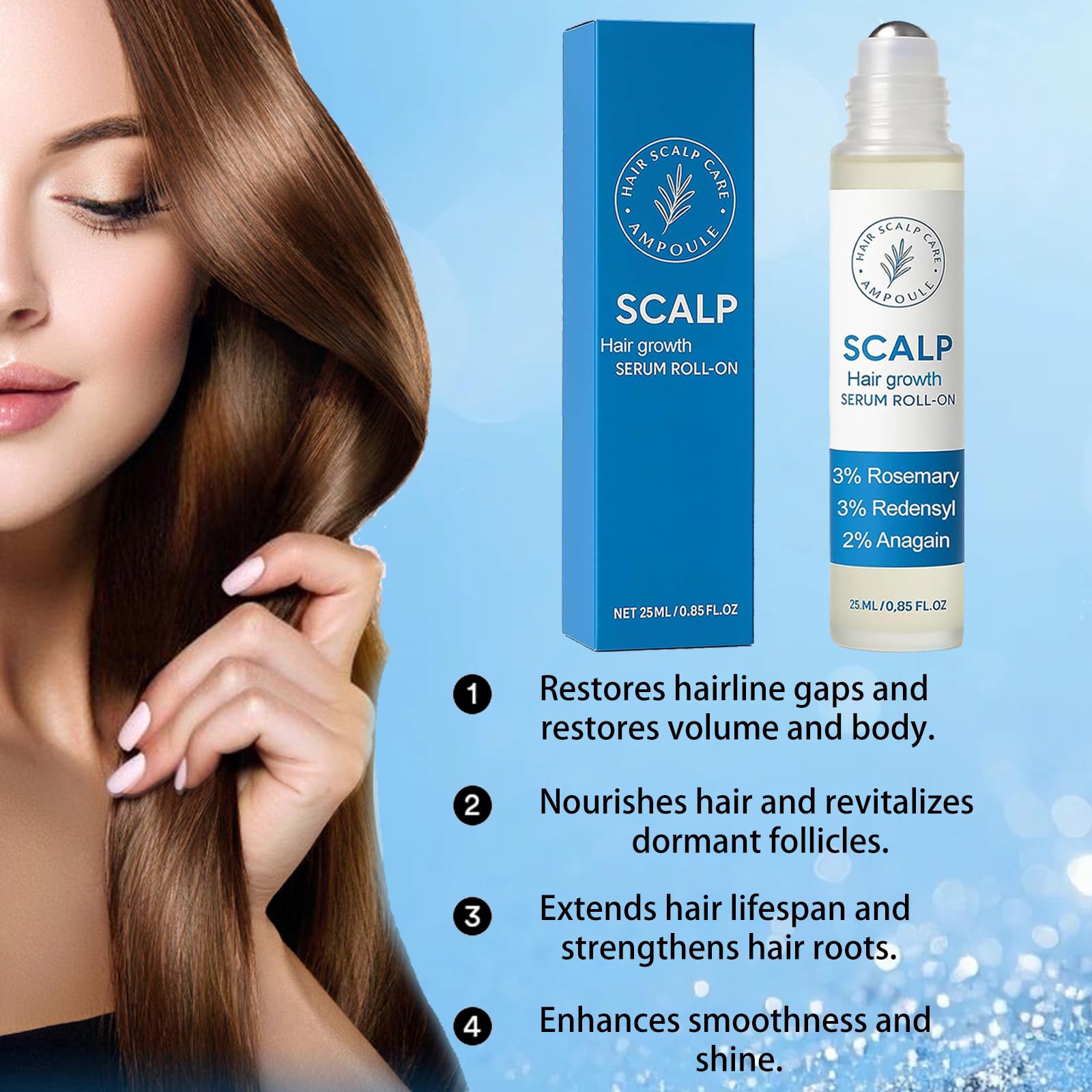Aparthy rollerball applying serum to thinning areas for precise treatment