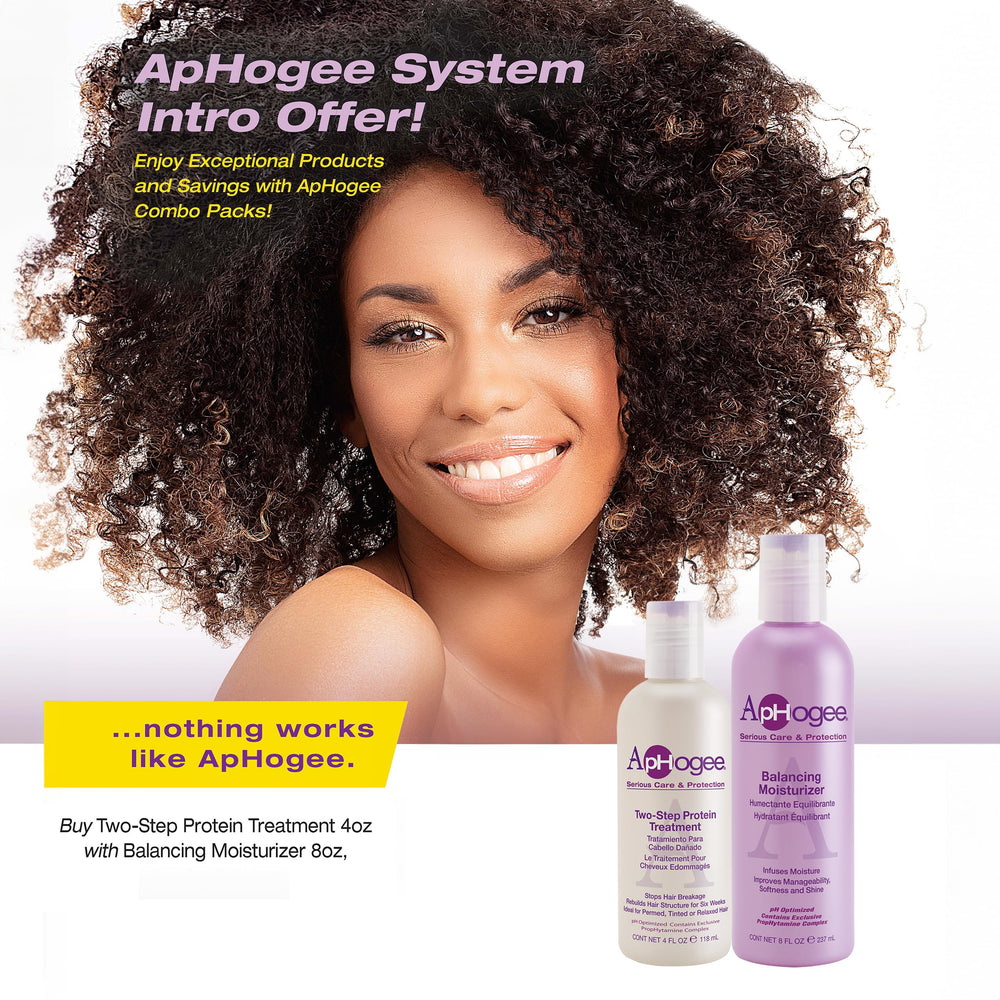 Aphogee protein treatment application on hair for improved texture