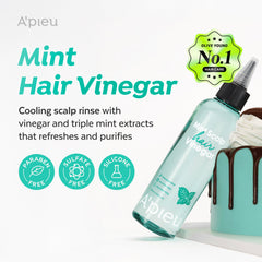 A’PIEU Mint Hair Vinegar close-up label highlights the mint formula benefits.