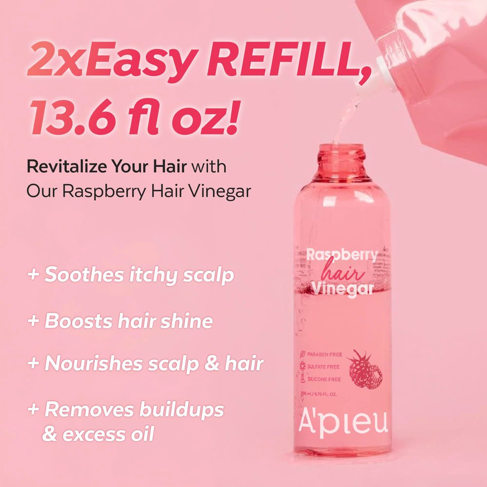 A'PIEU Raspberry Hair Vinegar shines hair after use with silky result.
